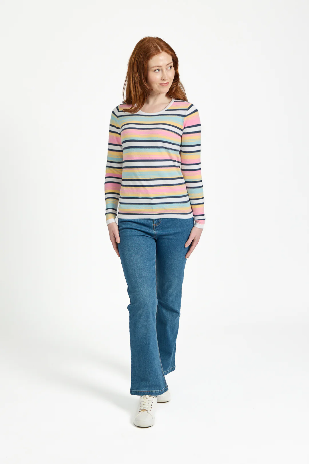 SPACE DYE STRIPE JUMPER PINK - Image 3