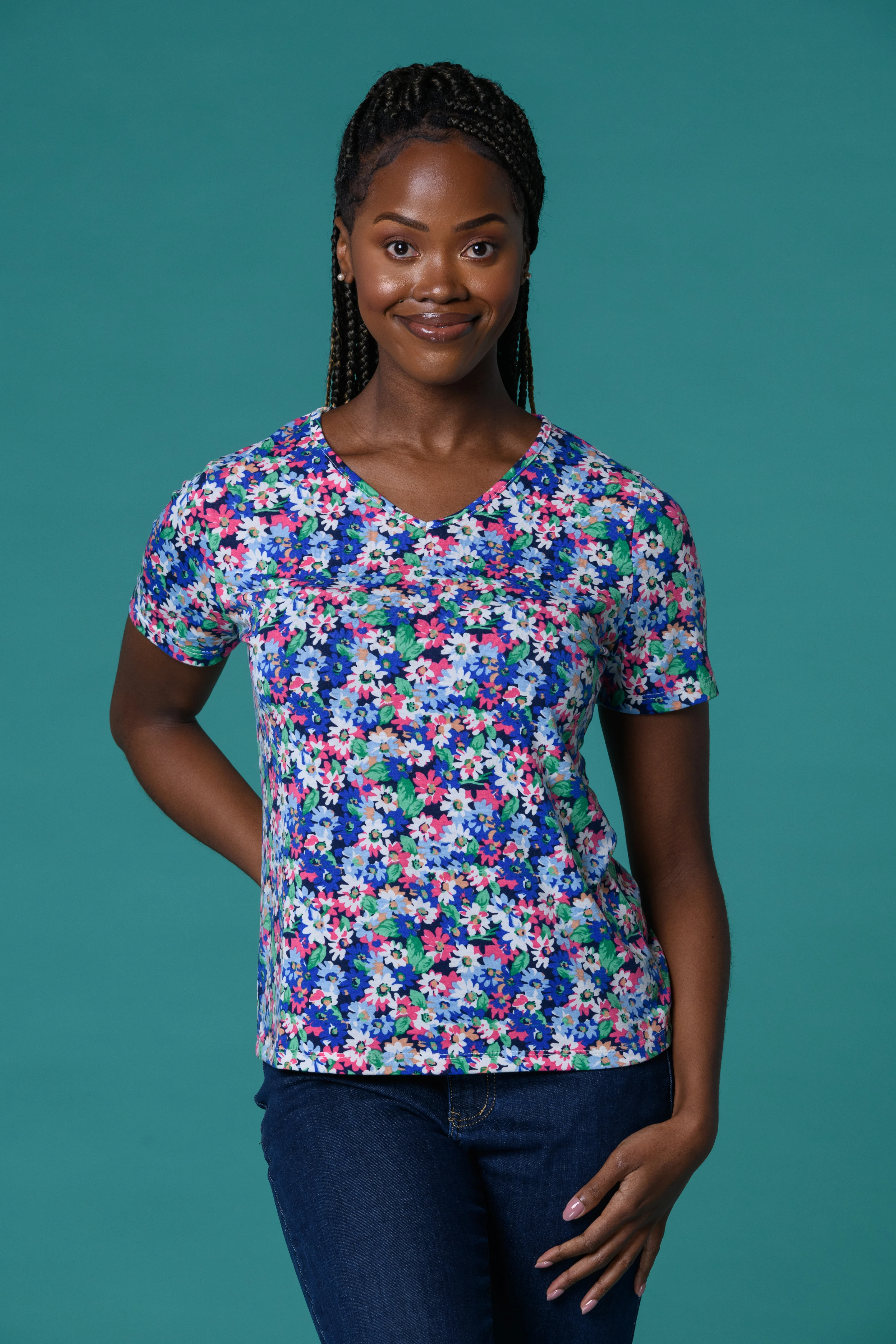 Spring Flower V Neck BLUE - Image 3