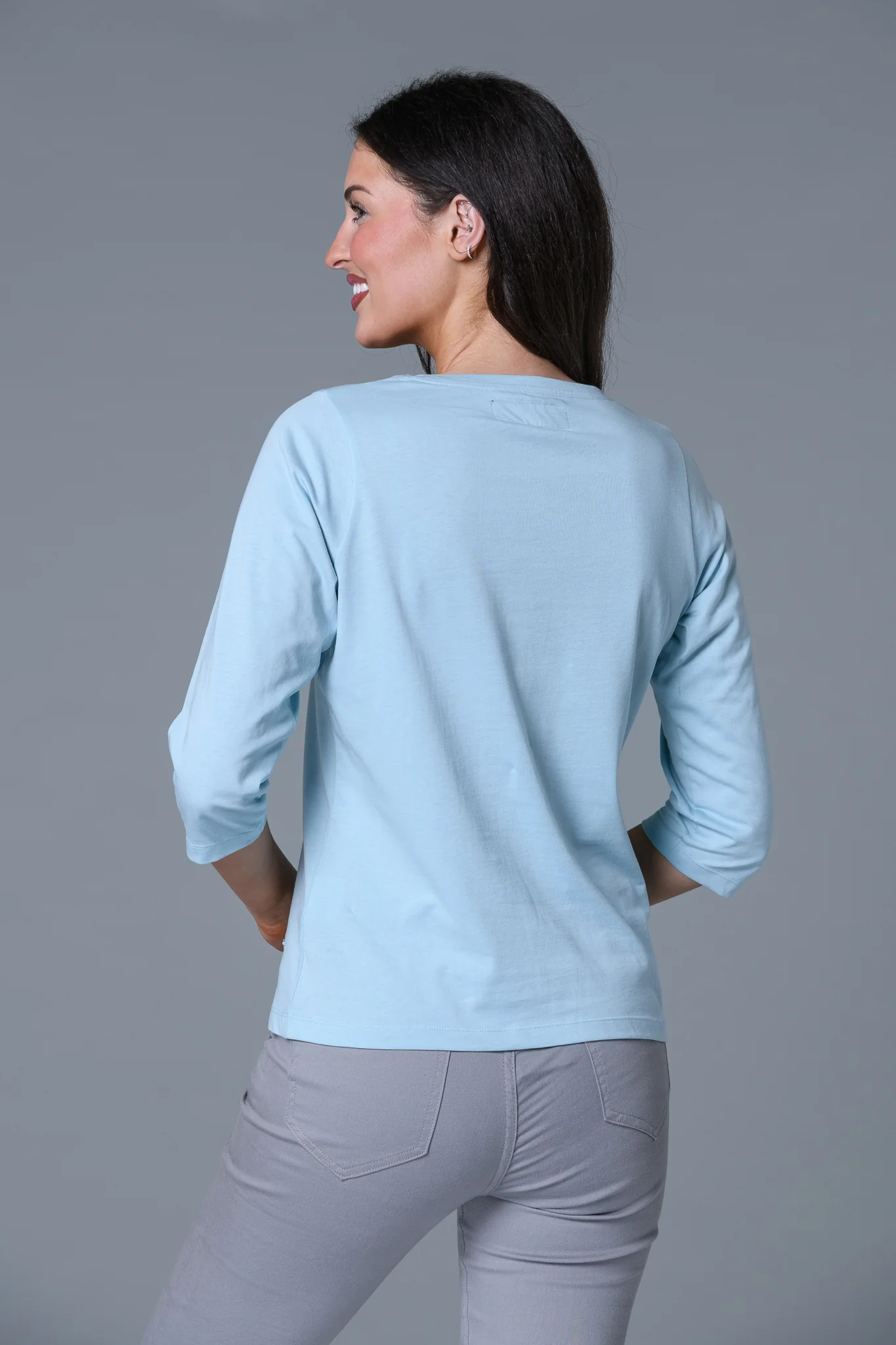 Square Glitter Detail Tee BLUE - Image 2