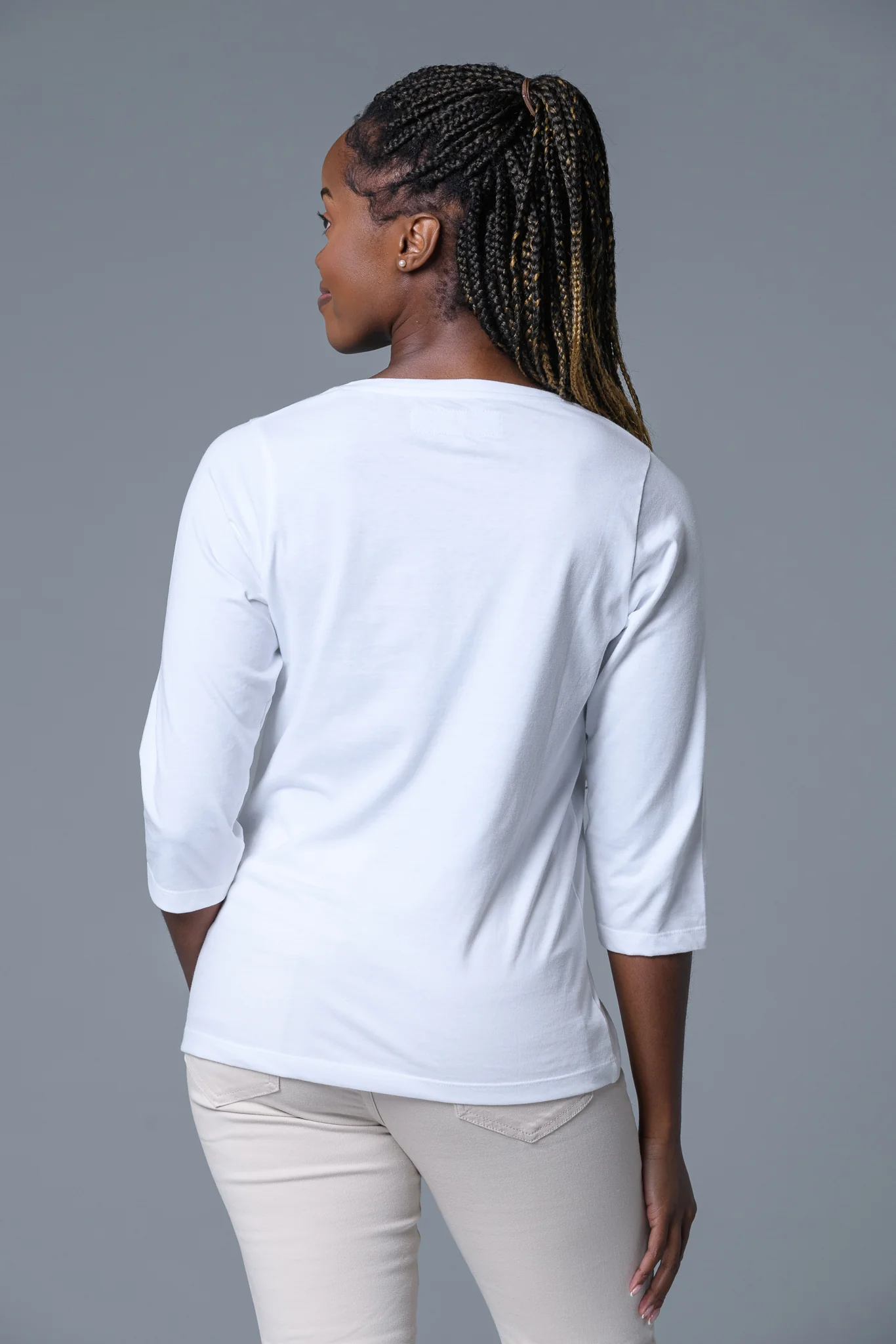 Square Glitter Detail Tee WHITE - Image 2
