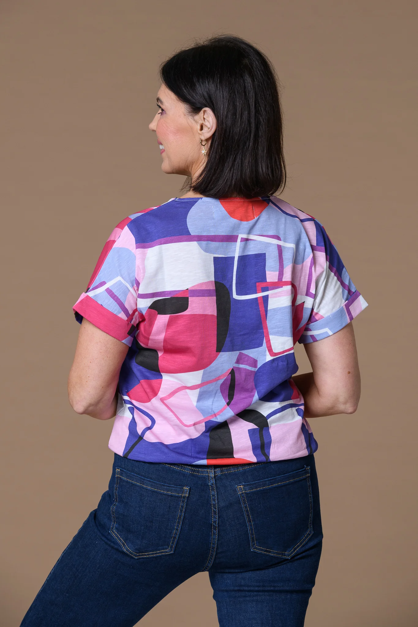 Stones Print Blouson Tee Pinks/Purple - Image 2