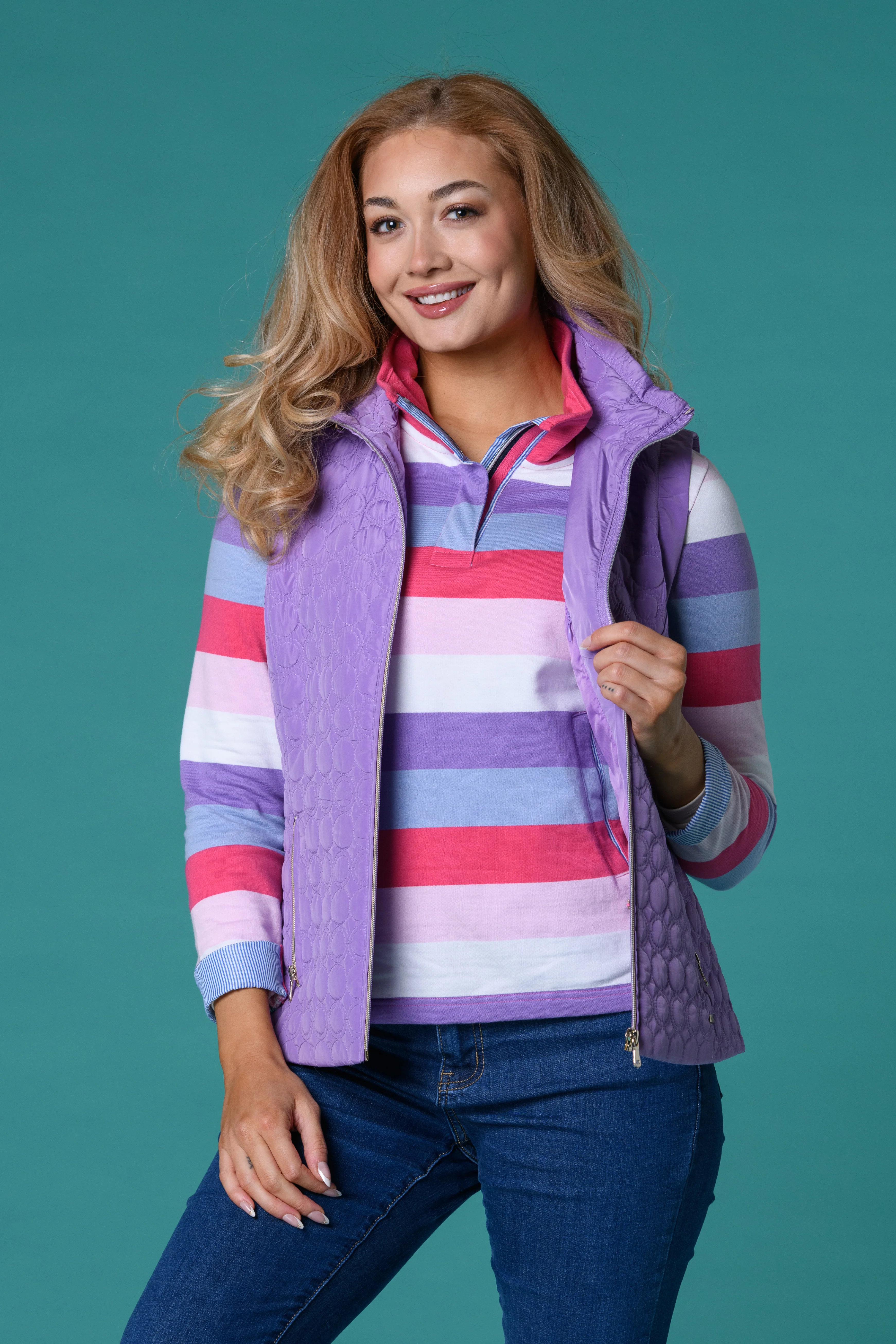 Stripe Colourful Sweatshirt Lilac/Blue - Image 2