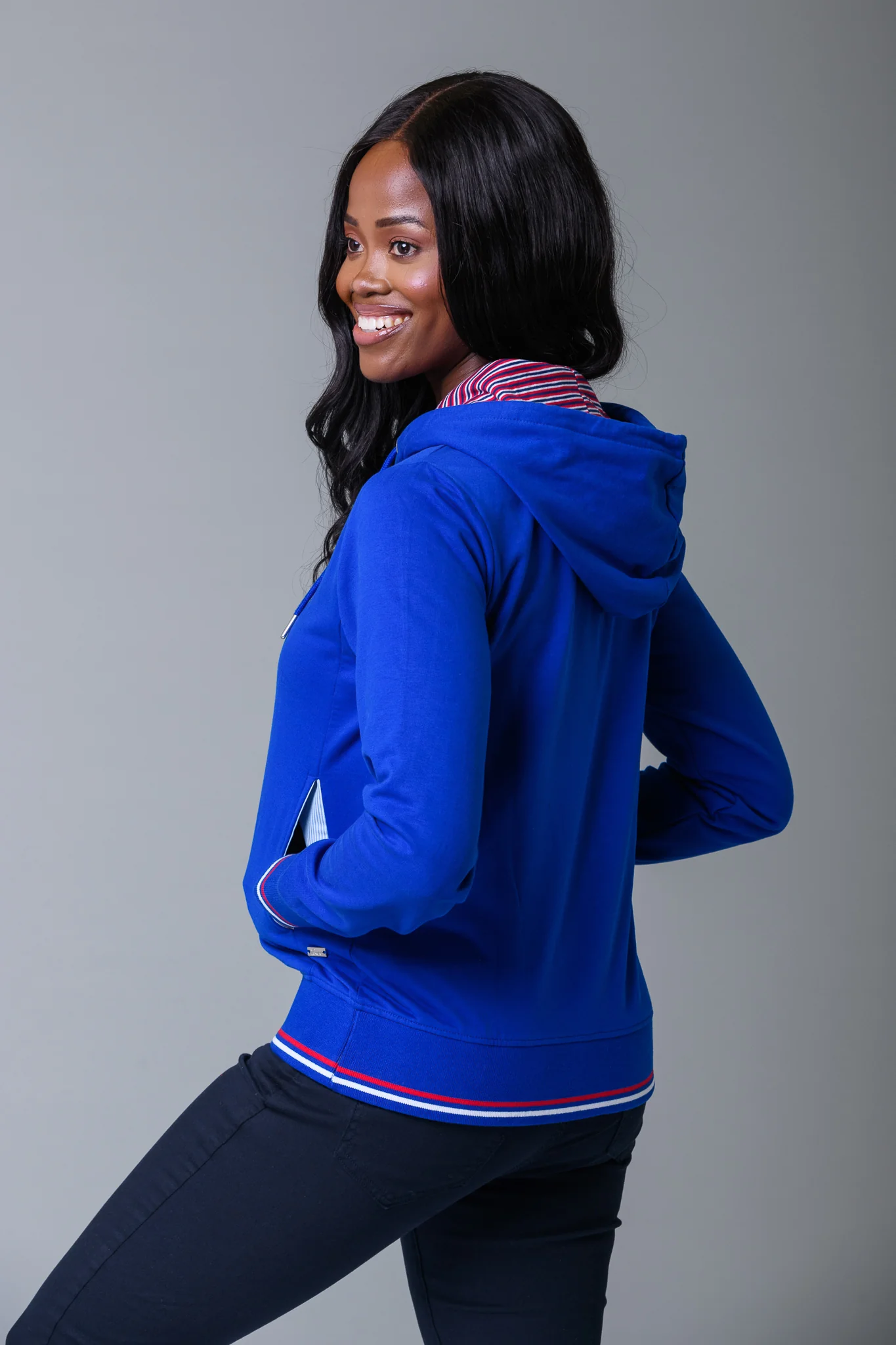 Stripe Lining Hoody Mazarine Blue - Image 2