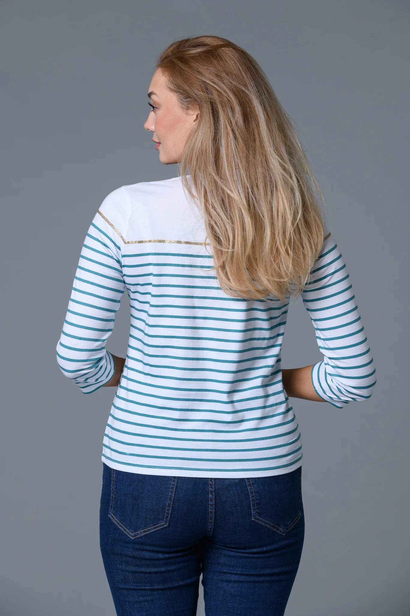 Stripe Lurex Top WHITE/GREEN - Image 2
