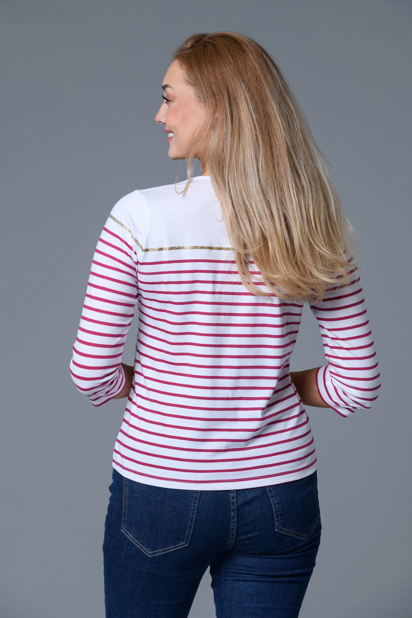 Stripe Lurex Top WHITE/PINK - Image 2
