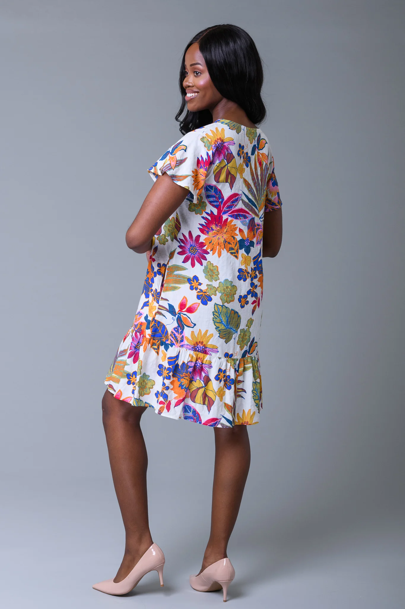 Summer Bloom Dress Multi White - Image 2