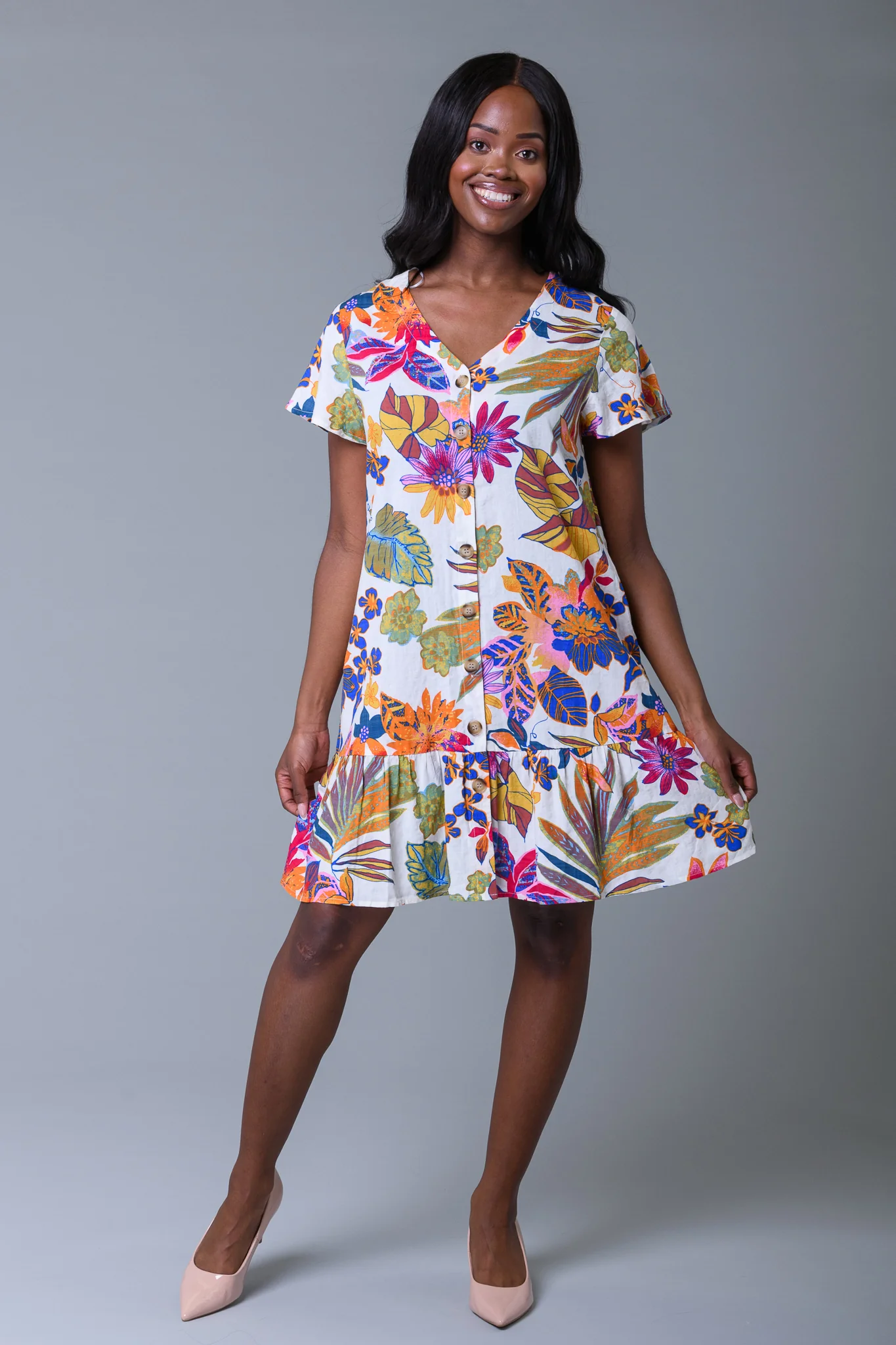 Summer Bloom Dress Multi White - Image 3