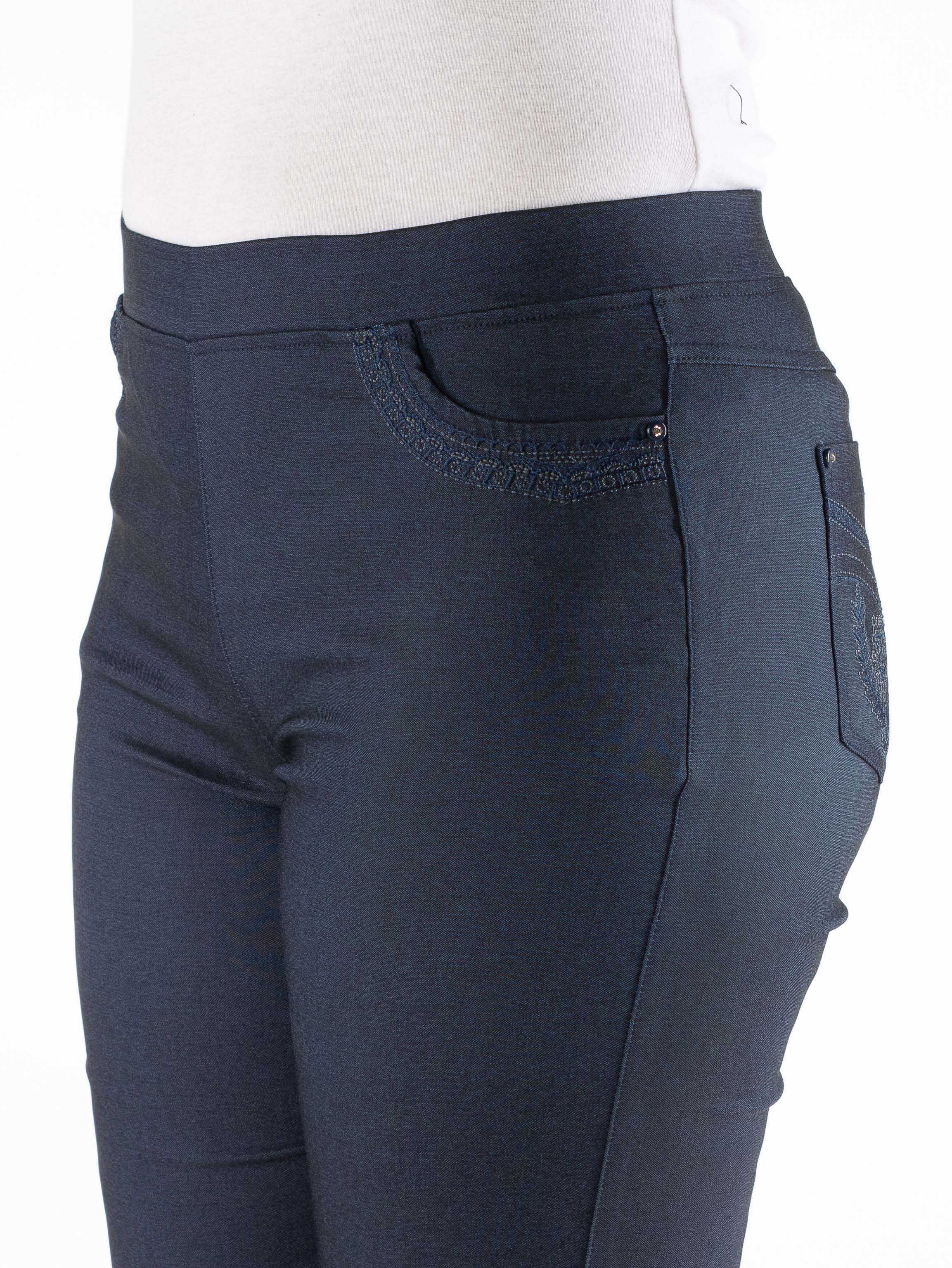 T30478  27 INCH STRETCH TROUSER POCKET EMBROIDER NAVY DENIM - Image 5