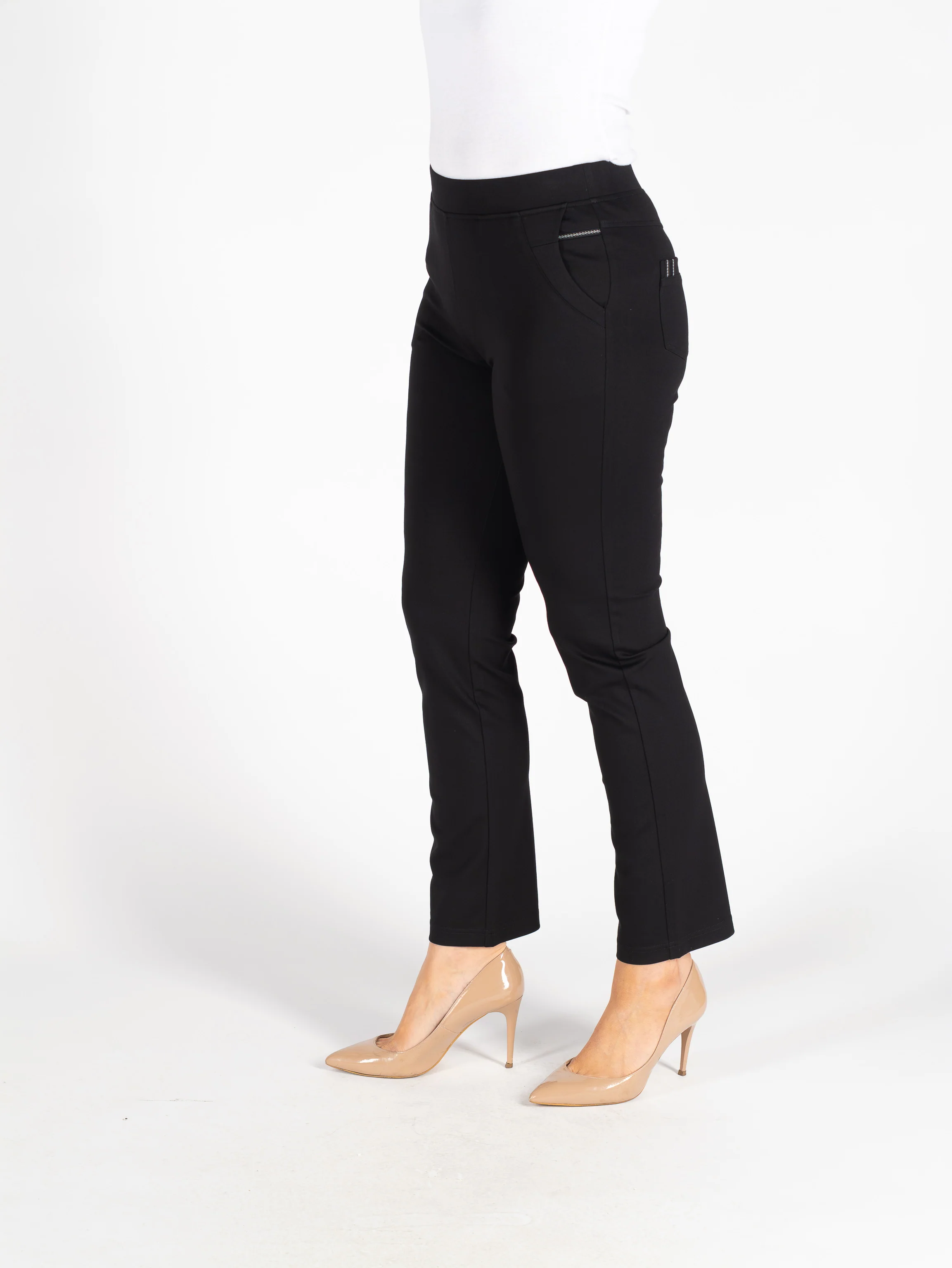 29  Leg Trouser With Metal Trim Pocket T30505  Black - Image 3