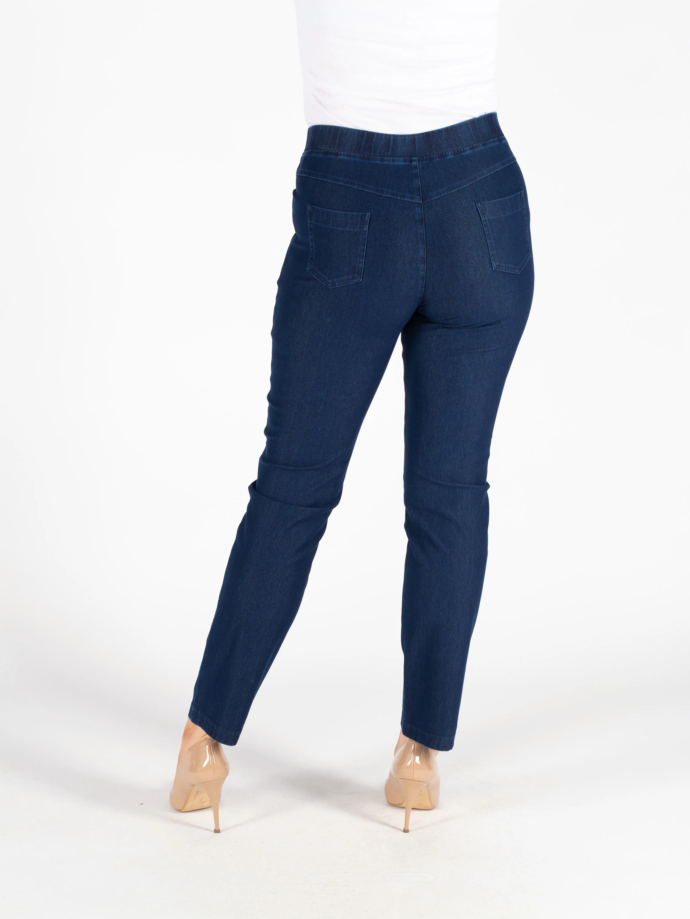 T30511 29 Inch Denim Trouser Metal Trim Pockets Dark Blue - Image 2