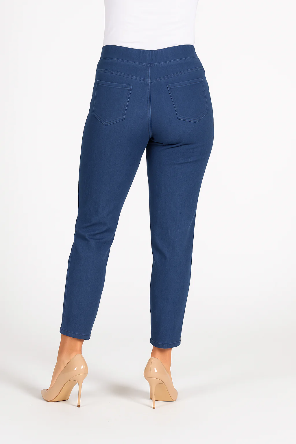 T30512 27 Inch Denim Trouser Metal Trim Pocket Mid Blue - Image 2