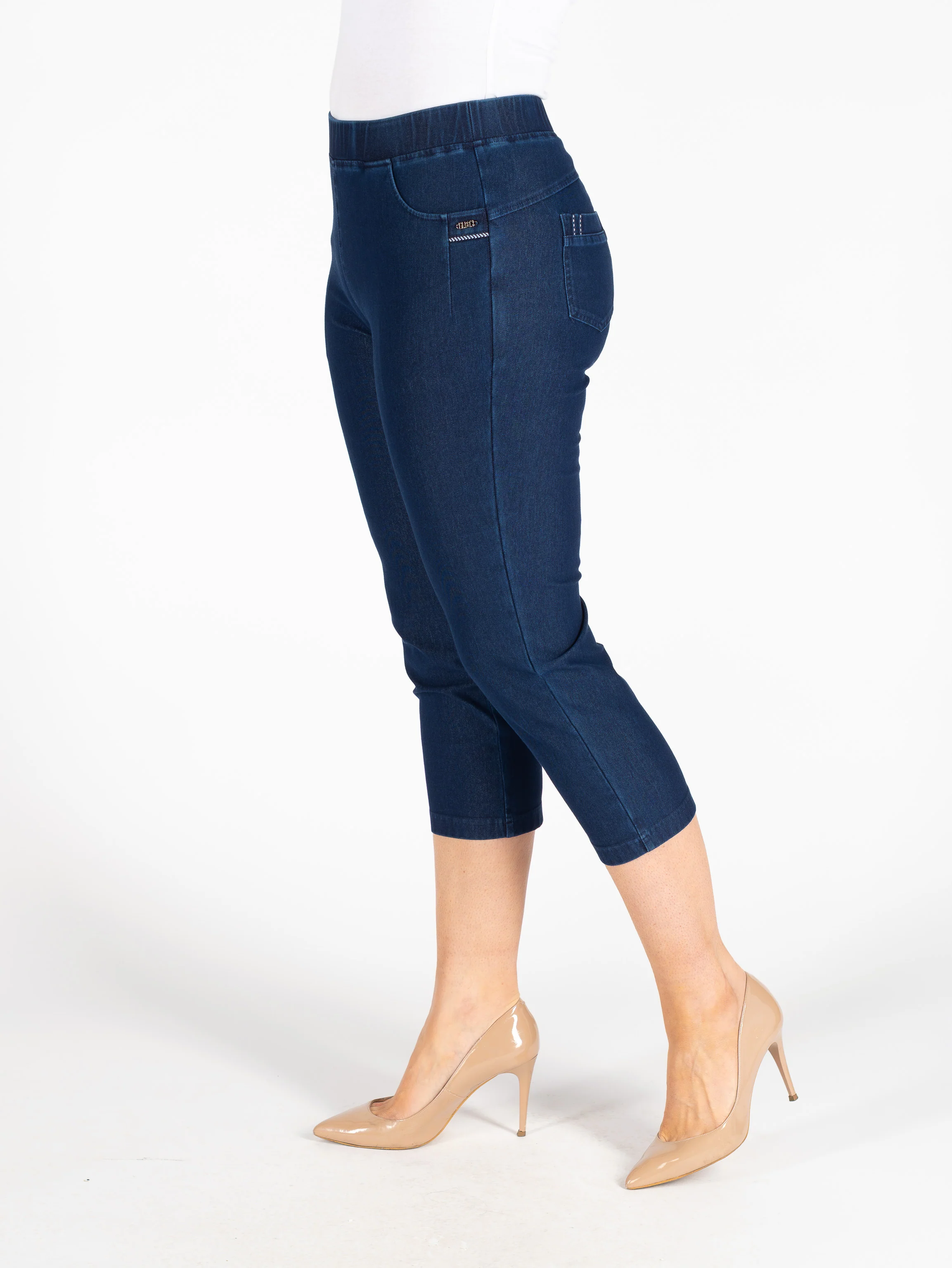 Cropped Denim Trouser – 22 Inch Leg T30513  - Dark Blue - Image 3