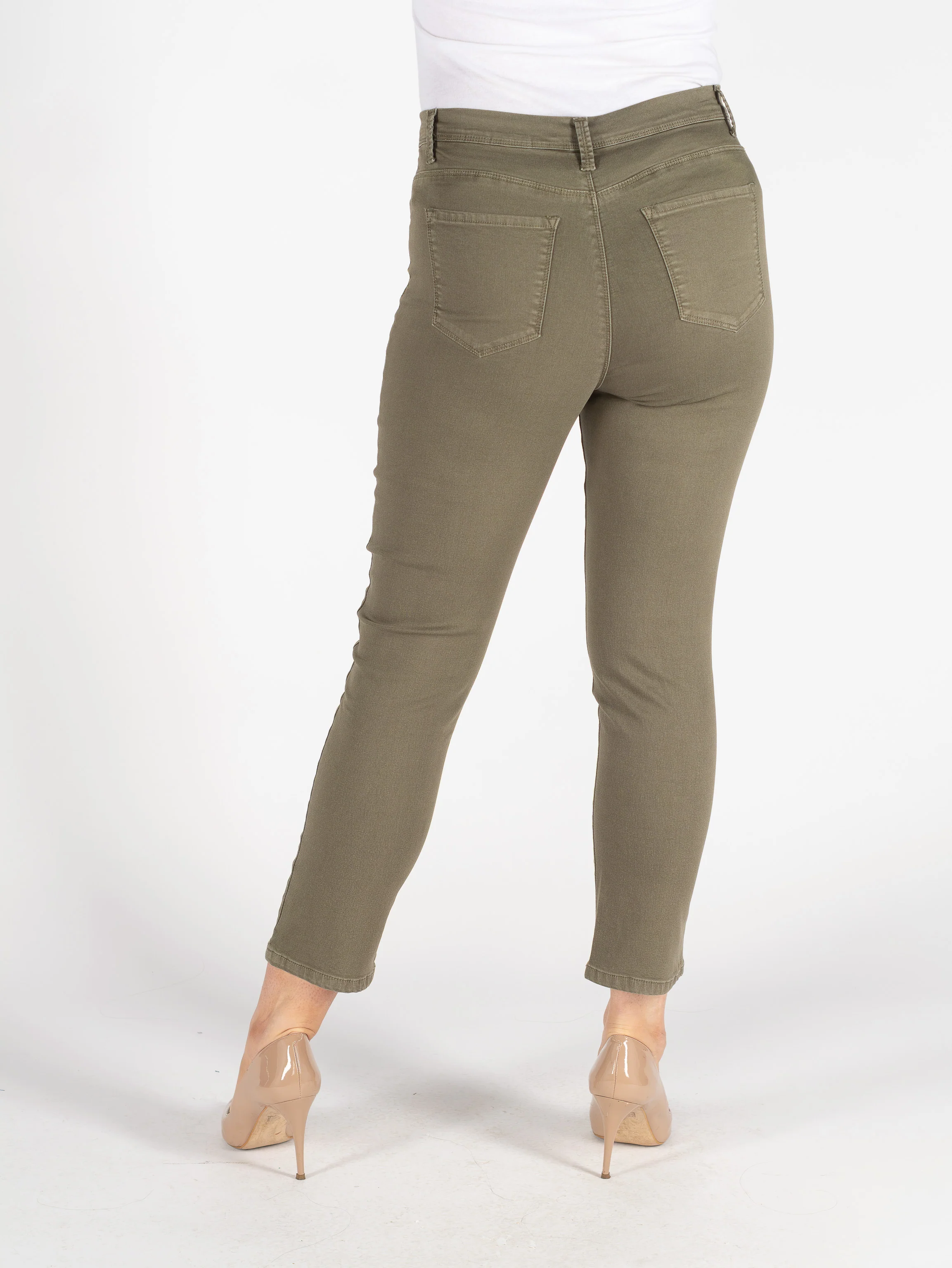 27 Inch Garment Dye Pull on Elactic Trouser T30673 Khaki - Image 2