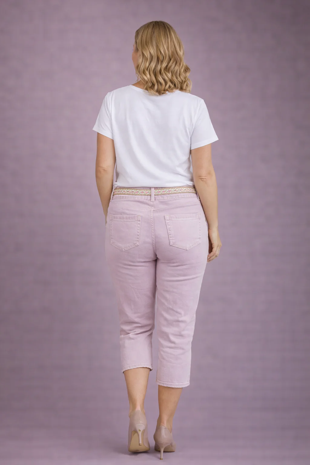 T30828  22 INCH GARMENT DYE CROP TROUSER WITH BE PINK - Image 2
