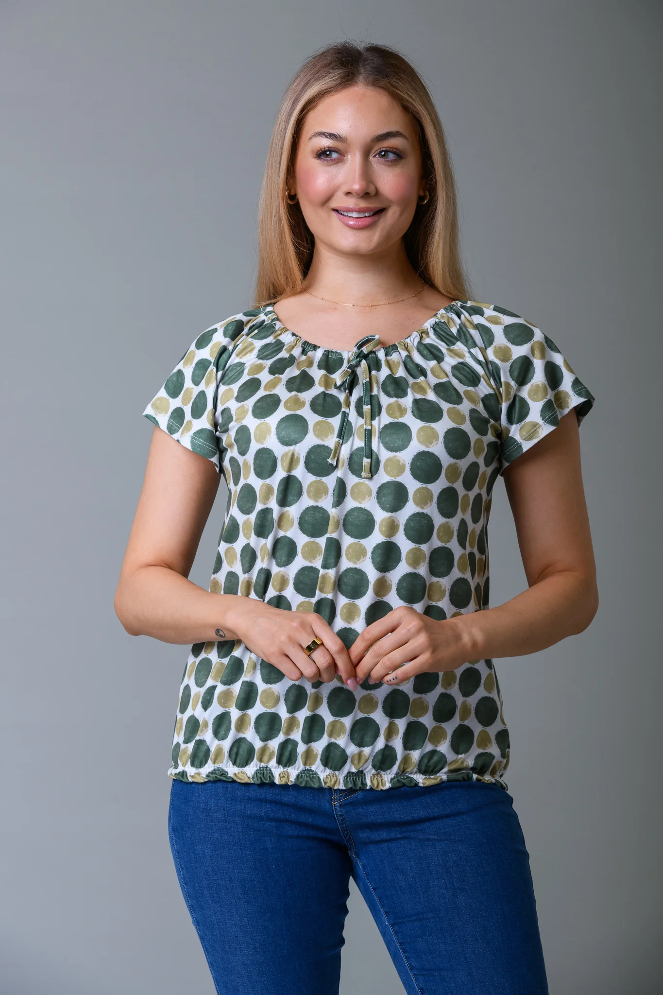 Tie Neck Gypsy Top OLIVE - Image 2