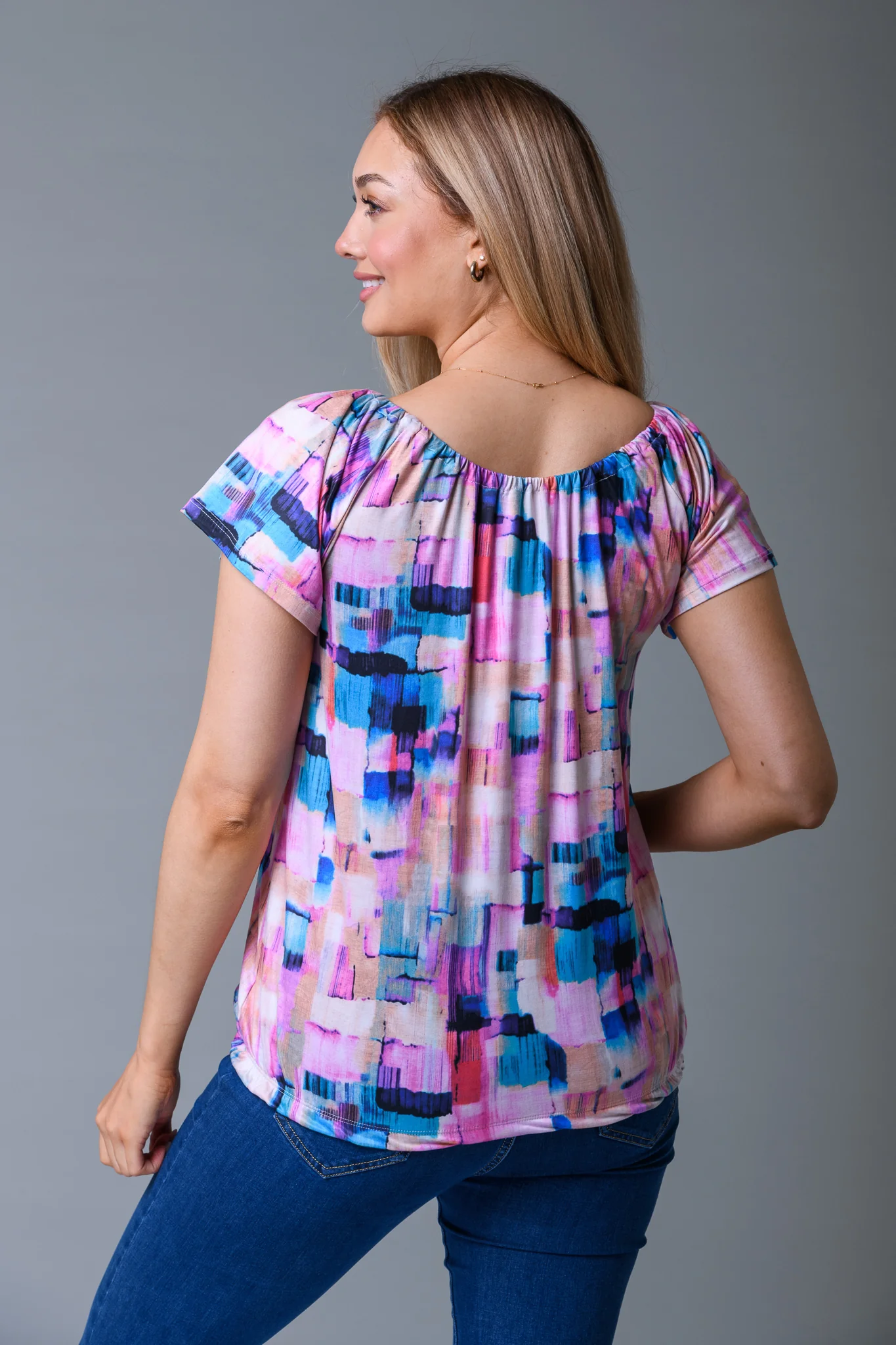 Tie Neck Gypsy Top PINK - Image 3