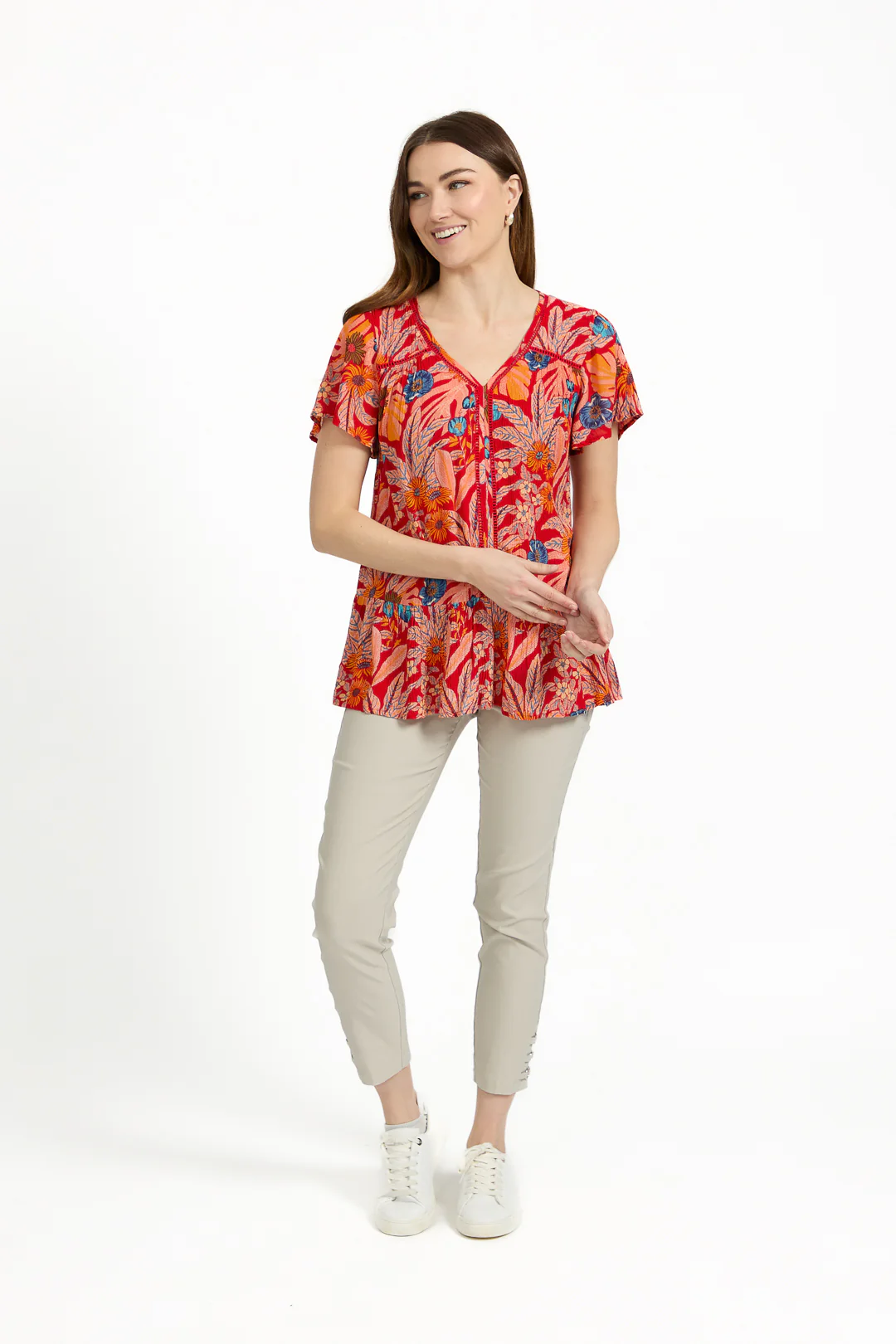 TROPICAL PRINT TOP RED - Image 3