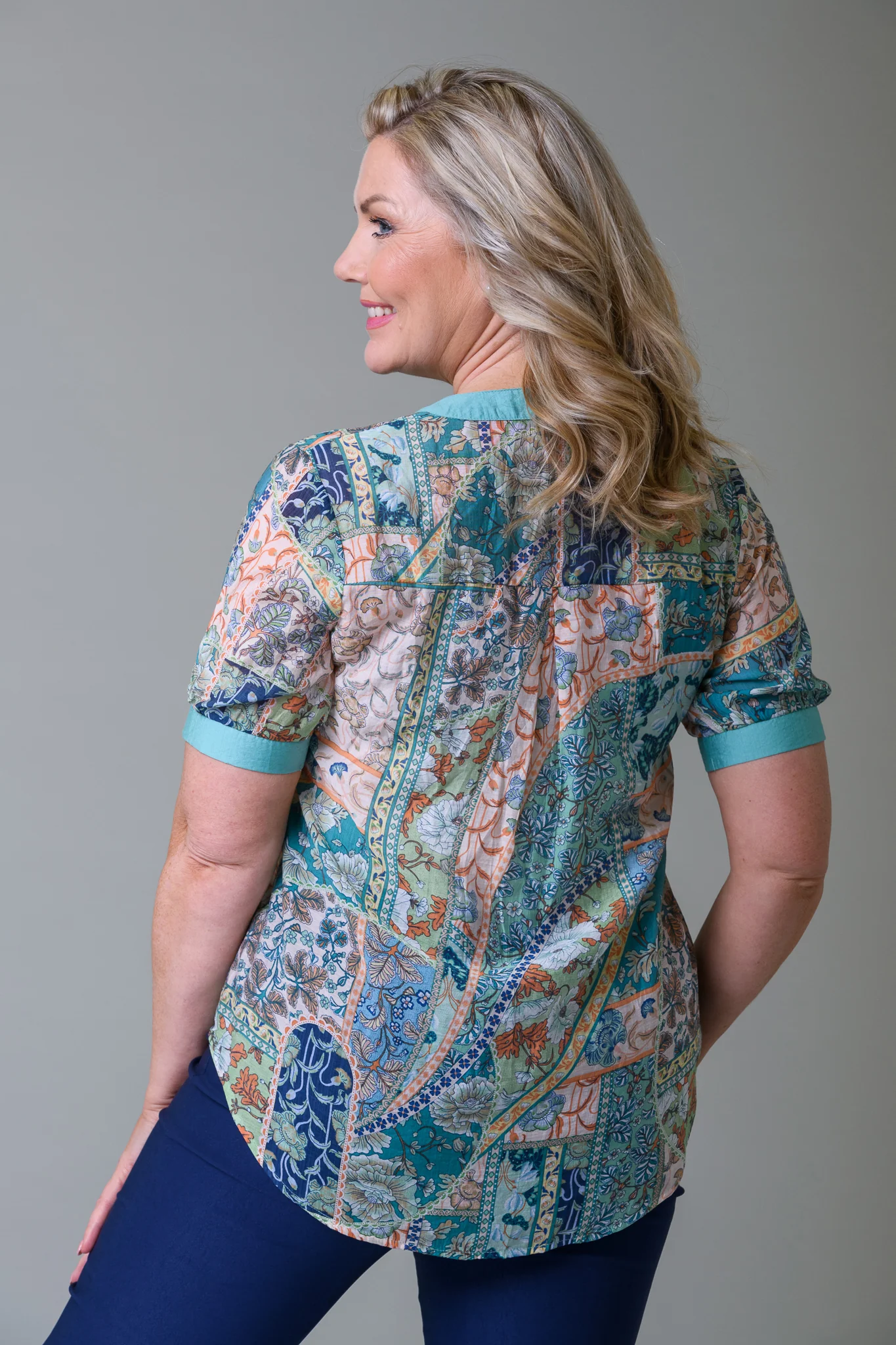 Turquoise Placket Top TURQUOISE - Image 2