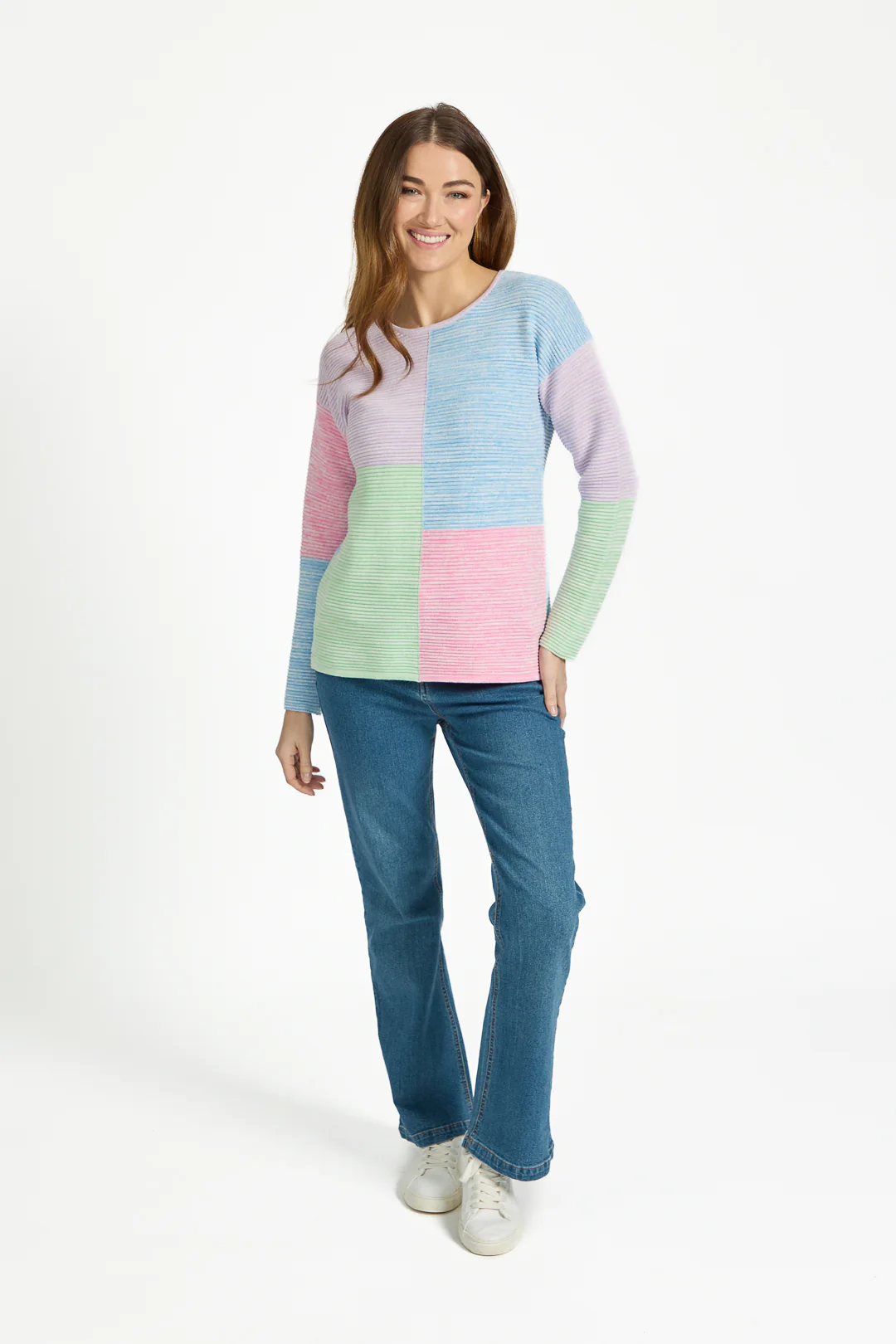 Twist Yarn Colour Block Jumper – Purple - Image 2