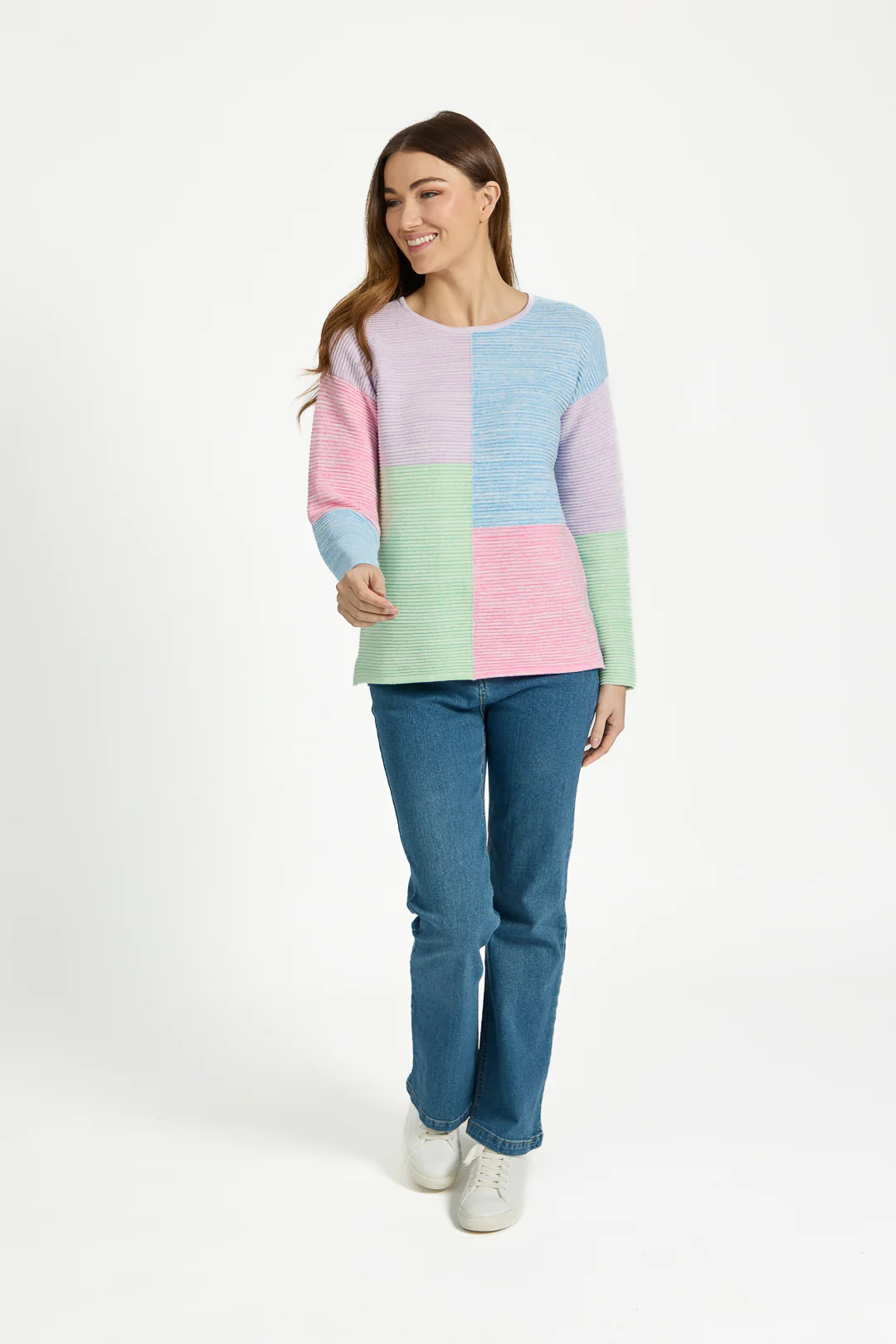 Twist Yarn Colour Block Jumper – Purple - Image 3