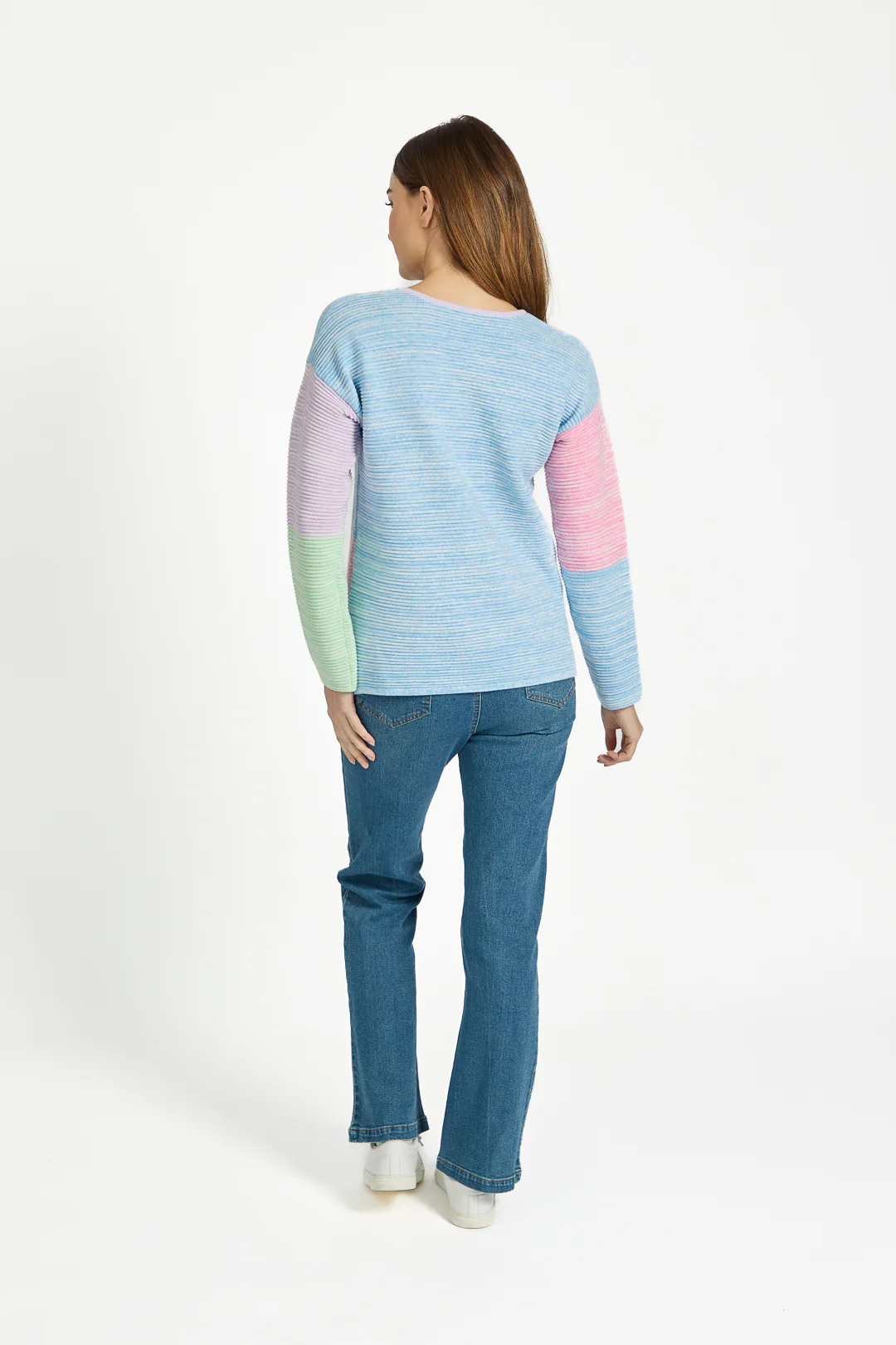 Twist Yarn Colour Block Jumper – Purple - Image 5
