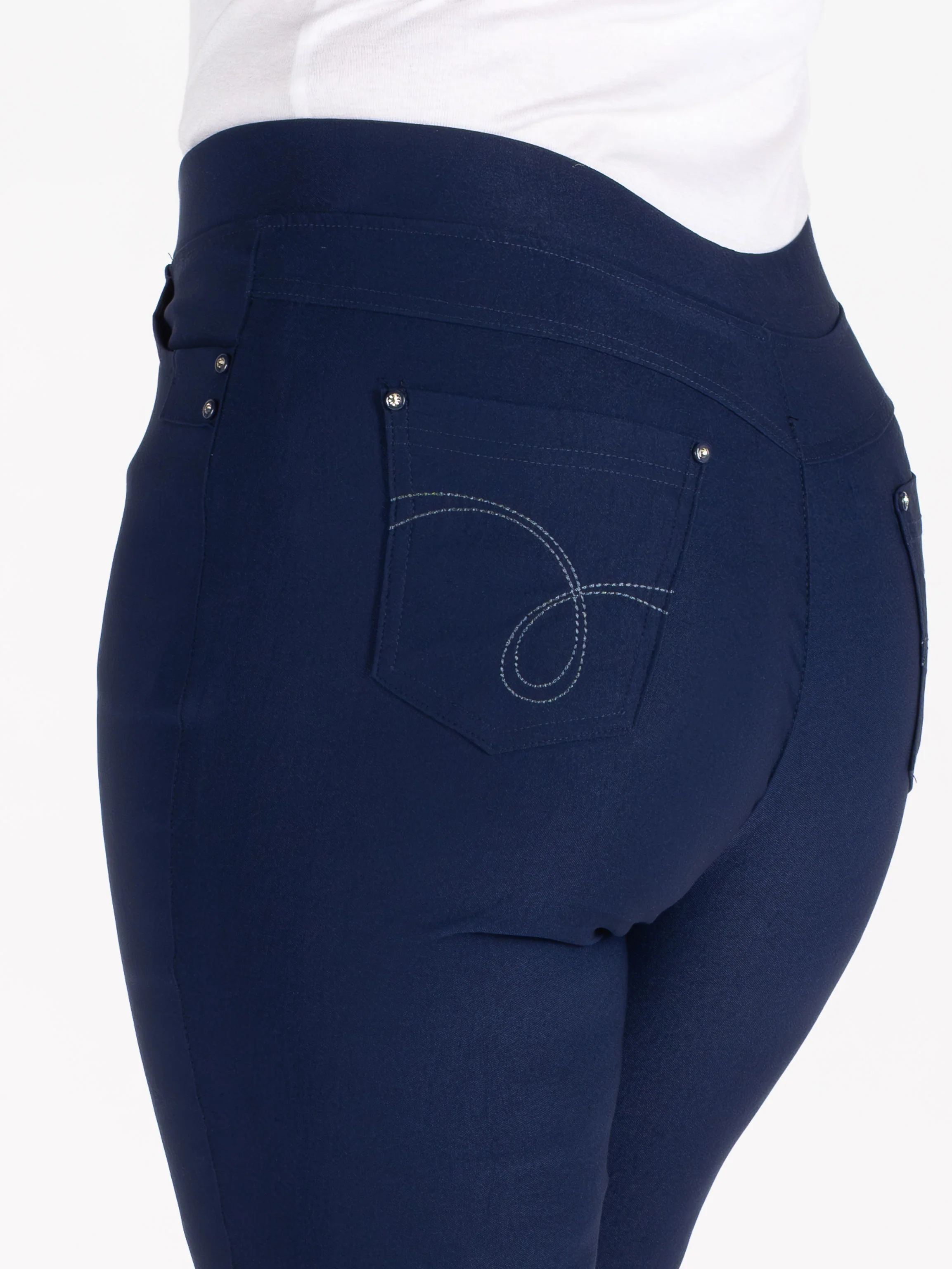 Wide Leg Blue Denim Trouser 29 Inch - Dark Blue - Image 2