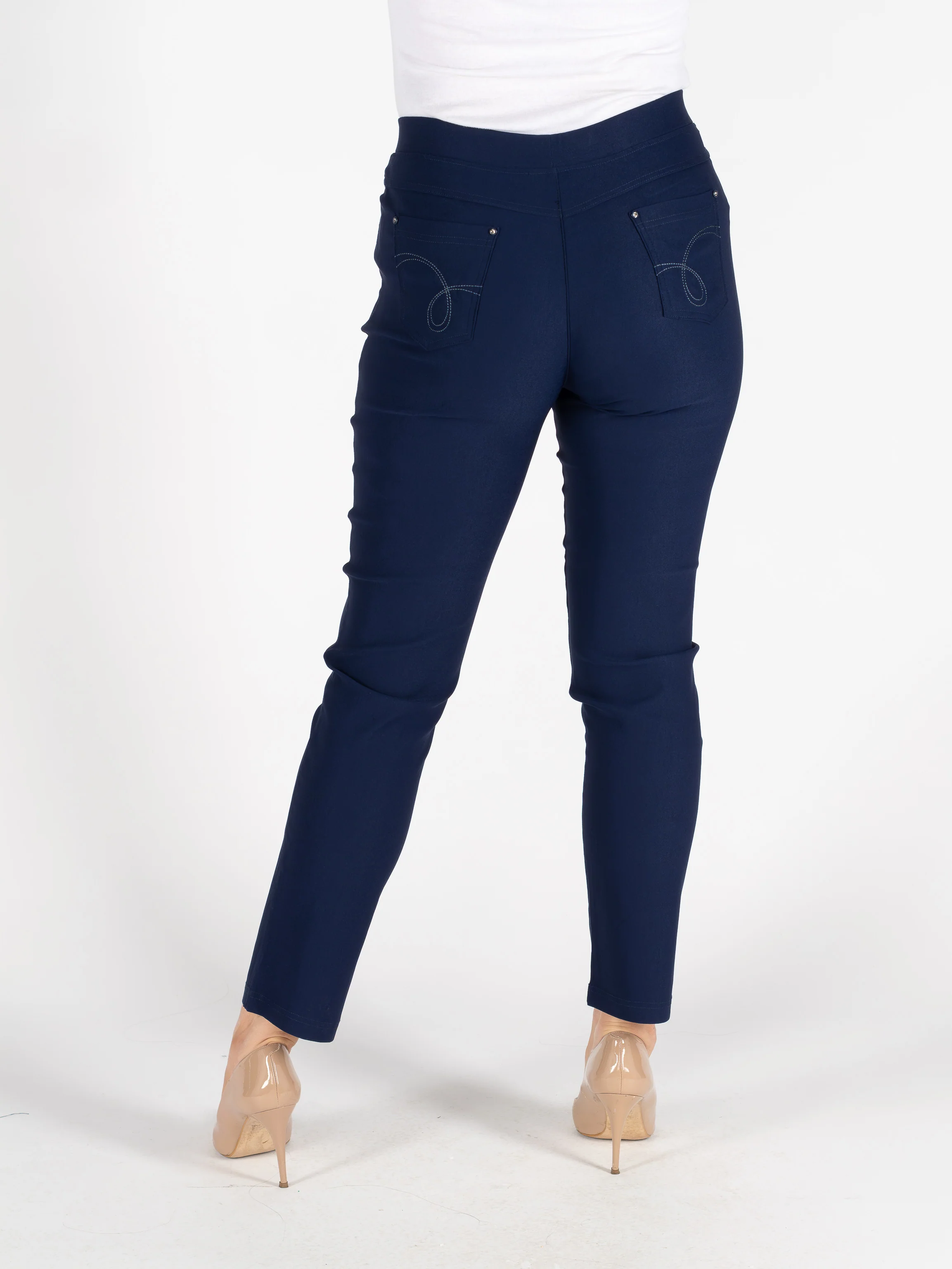 Wide Leg Blue Denim Trouser 29 Inch - Dark Blue - Image 4