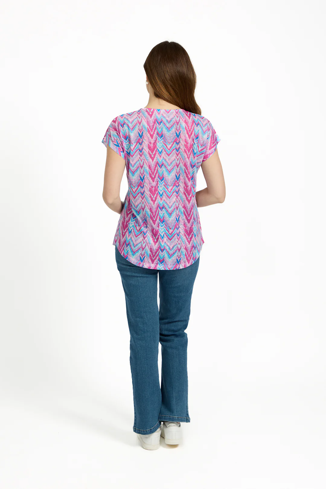 ZIG ZAG PRINT ZIP TOP PINK - Image 2