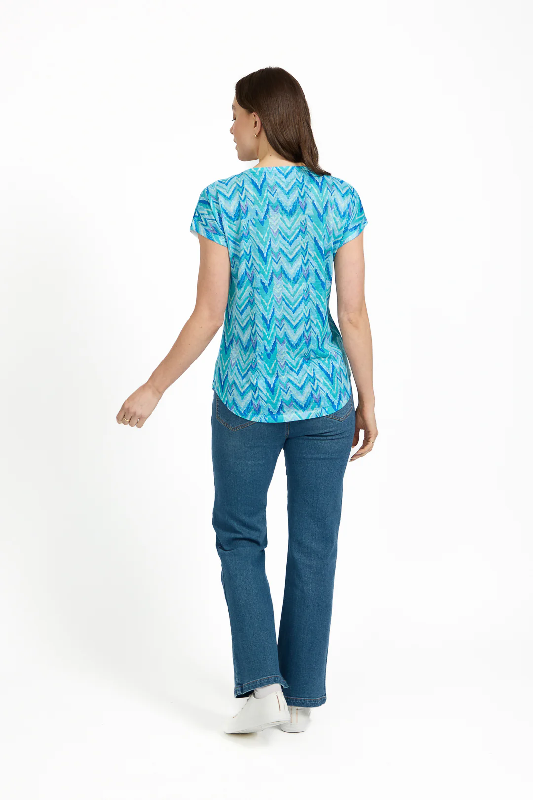 ZIG ZAG PRINT ZIP TOP TEAL - Image 4